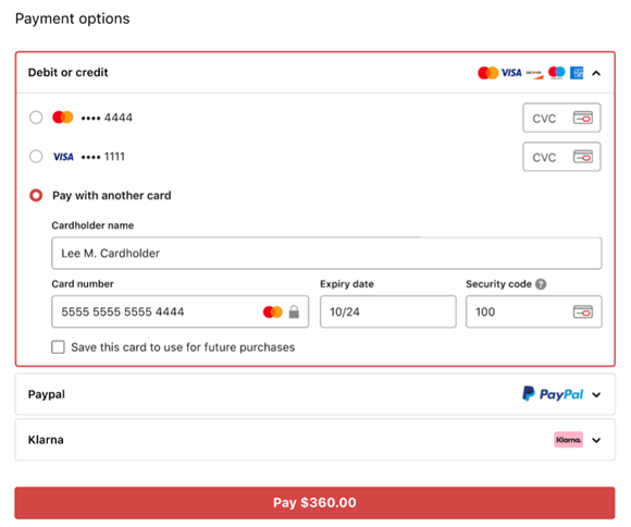 Modèle d'intégration de transaction initiée par le titulaire de la carte <term:checkout/>